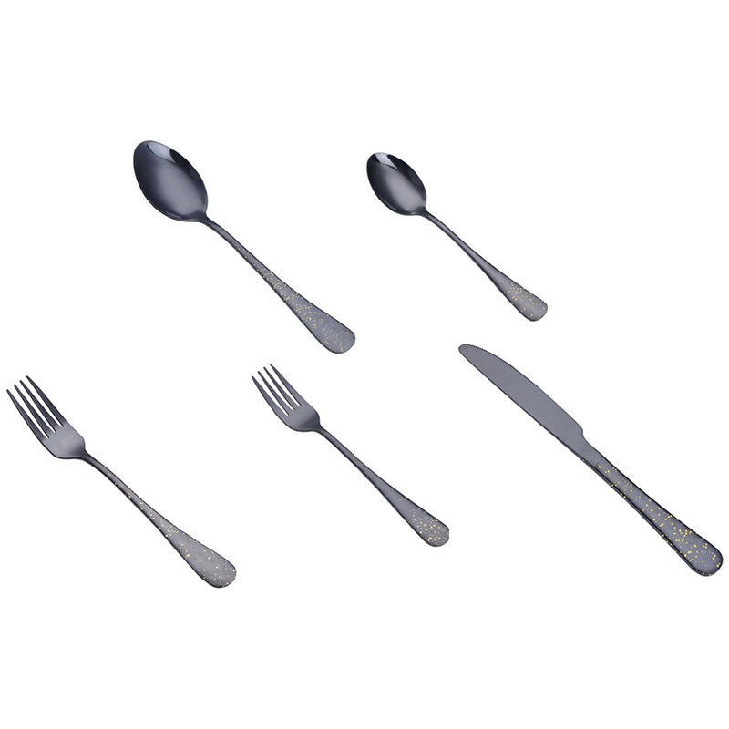 Roestvrijstalen, titanium-vergulde, gunmetal grijze bestekset